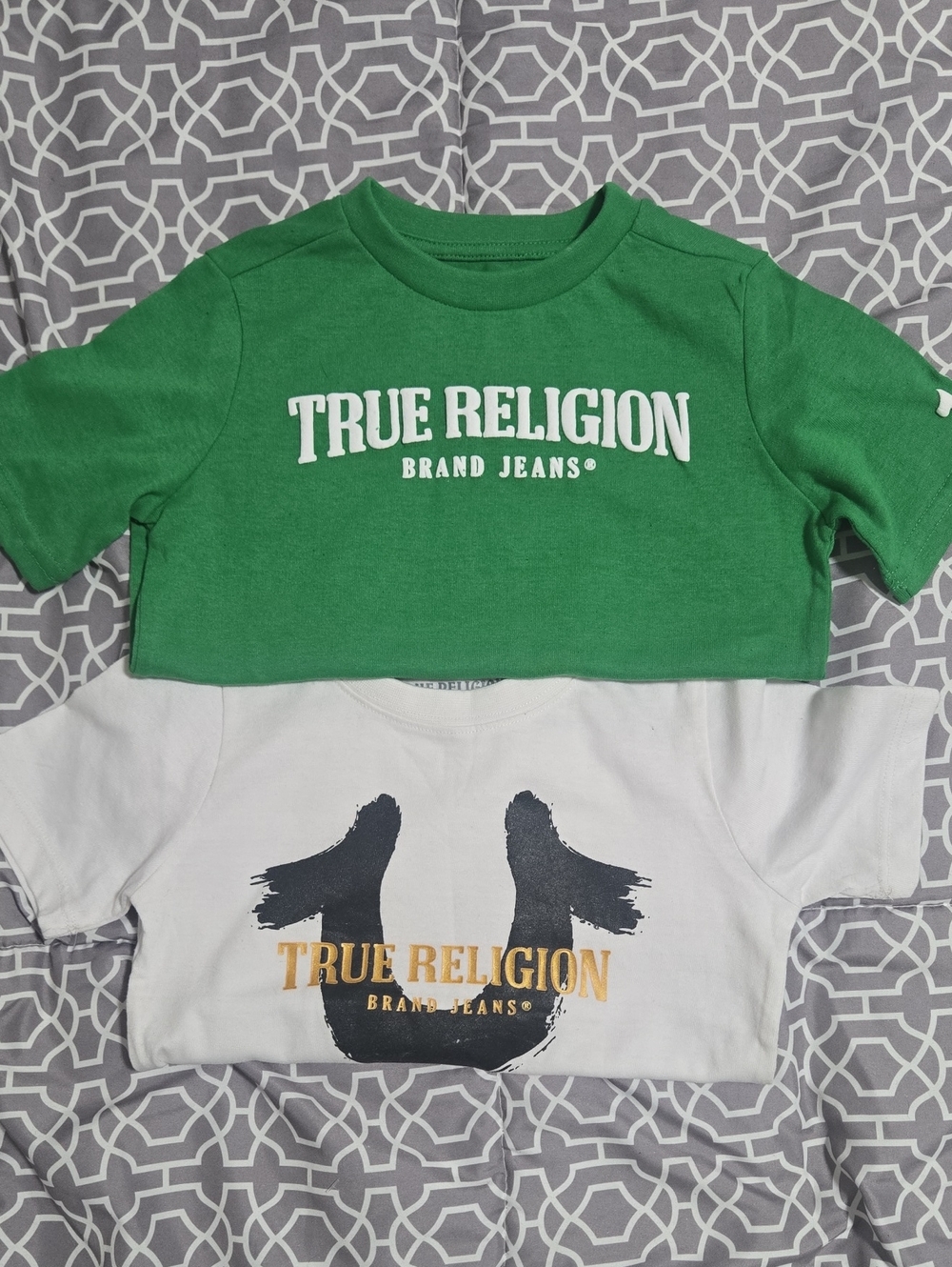 *NWOT*True Religion Kids Green & White Logo Tees